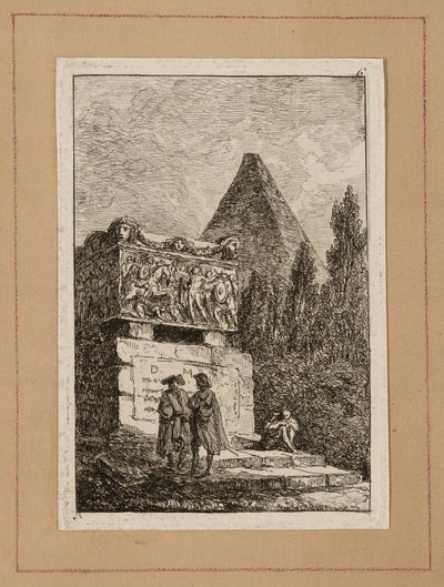 Lauta kuusi iltaista Roomassa tekijältä Hubert Robert