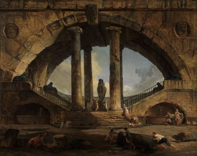 Kuvitteellinen roomalainen kaupunkinäkymä tekijältä Hubert Robert