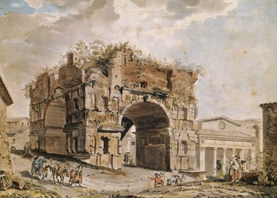 Rooman rauniot (kynä ja muste ja wc paperilla) tekijältä Hubert Robert