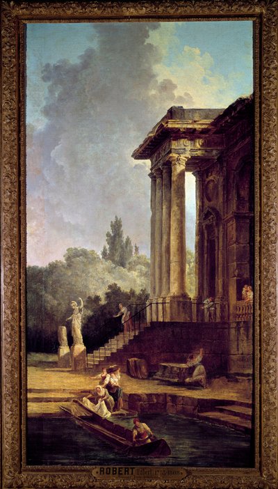 Portikon rauniot Hubert Robertin (1733-1808) maalaus 1700-luvun Musee du chateau de Maisons Laffitte (Maisons-Laffitte) tekijältä Hubert Robert
