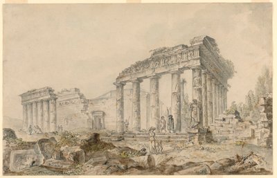 Minervan temppeli, Ateena, Kreikka tekijältä Hubert Robert