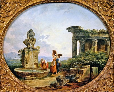 Suihkulähde (öljy kankaalle) tekijältä Hubert Robert