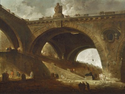 Vanha silta, noin 1760 tekijältä Hubert Robert