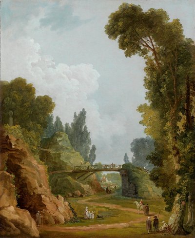 Maalaismainen silta, Château de Méréville, Ranska tekijältä Hubert Robert