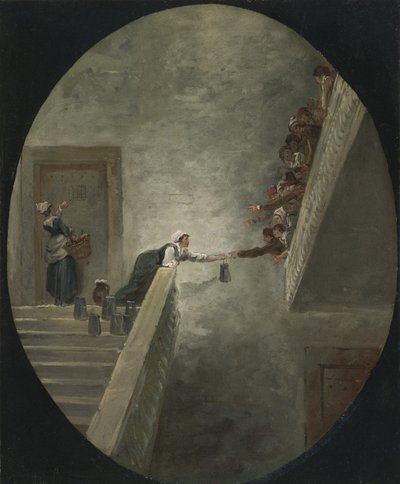 Maidon jakelu Saint-Lazaren vankilassa, noin 1794 tekijältä Hubert Robert