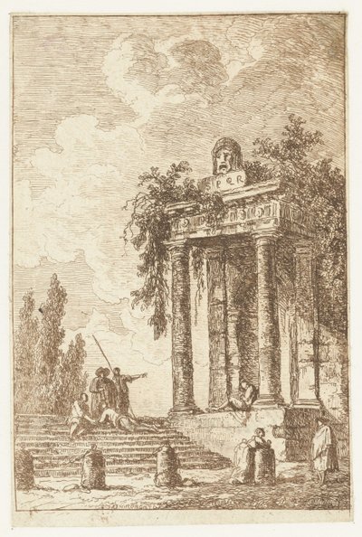 Portaat neljällä rajapylväällä Les Soirees de Rome (sarjan nimi) Roman Faces` (sarjan nimi) tekijältä Hubert Robert