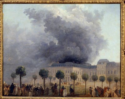 Näkymä oopperatulesta nähtynä Palais Royalin puutarhasta 8.6.1781, Hubert Robertin maalaus tekijältä Hubert Robert