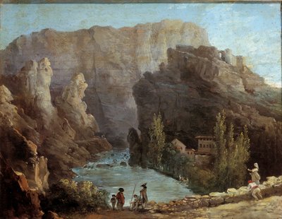 Näkymä suihkulähteelle Vaucluse Hubert Robertin (1733-1805) maalaus 1700-luvulta Avignon, Musee Calvet. tekijältä Hubert Robert