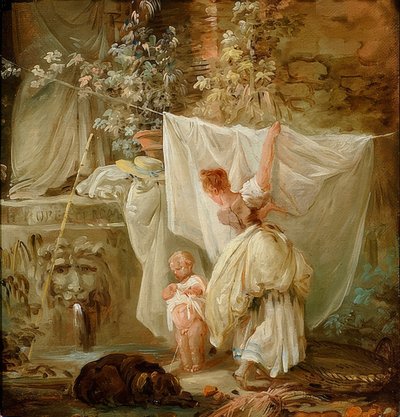 Pesija ja lapsi. 1761 tekijältä Hubert Robert