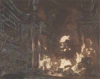 Pesinaiset raunioituneessa galleriassa, n. 1760. tekijältä Hubert Robert