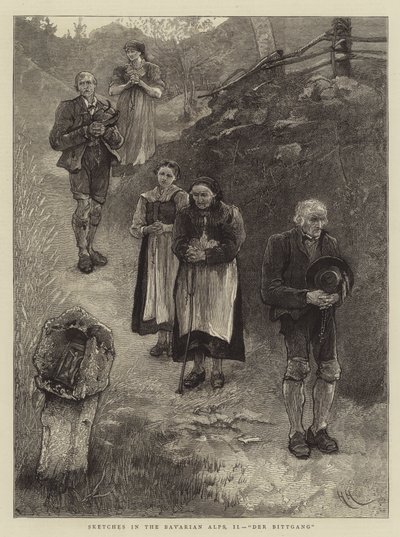 Luonnoksia Baijerin Alpeilla, II, Der Bittgang tekijältä Hubert von Herkomer