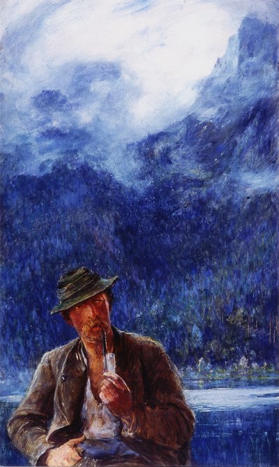Hinterseen kalastaja (bc und wc kudospaperilla) tekijältä Hubert von Herkomer