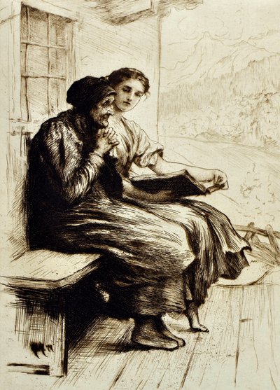 Words of Comfort, n. 1879 (etsaus) tekijältä Hubert von Herkomer