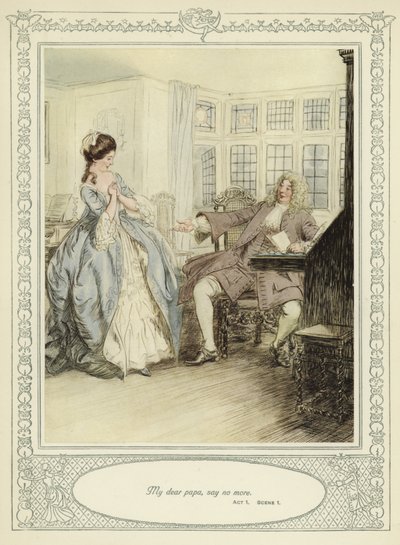 Kuvitus Goldsmithin teokseen She Stoops to Conquer tekijältä Hugh Thomson