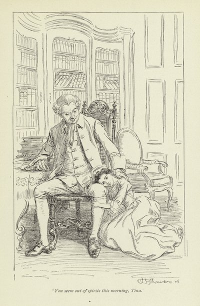 Kuvitus George Eliotin teokseen Mr Gilfils Love Story (George Eliot). tekijältä Hugh Thomson