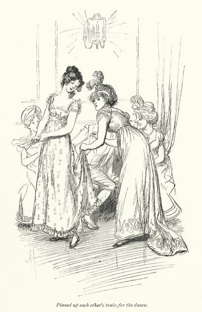 Kuvitus Northanger Abbeylle, kirjoittanut Jane Austen (litho) tekijältä Hugh Thomson