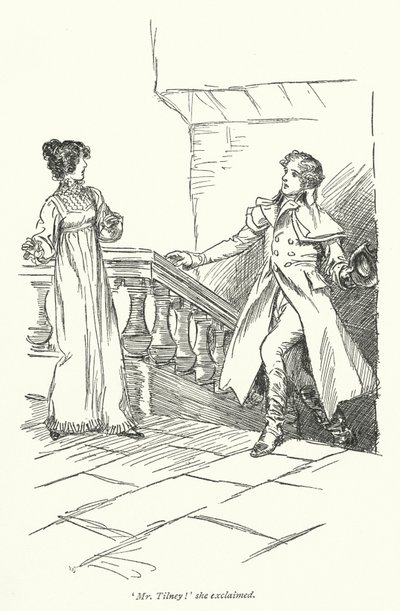 Kuvitus Northanger Abbeylle, kirjoittanut Jane Austen (litho) tekijältä Hugh Thomson