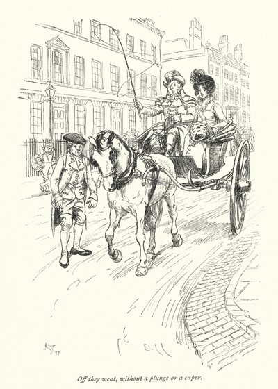 Kuvitus Northanger Abbeylle, kirjoittanut Jane Austen (litho) tekijältä Hugh Thomson