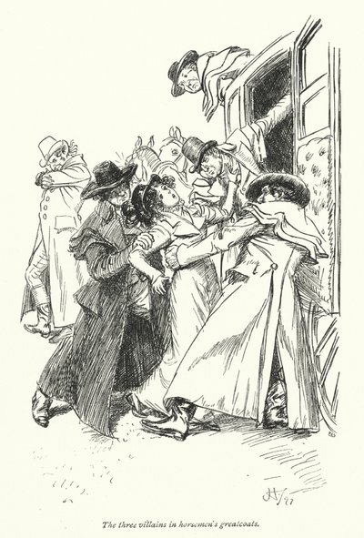 Kuvitus Northanger Abbeylle, kirjoittanut Jane Austen (litho) tekijältä Hugh Thomson