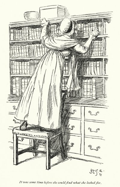 Kuvitus Northanger Abbeylle, kirjoittanut Jane Austen (litho) tekijältä Hugh Thomson