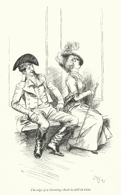 Kuvitus Northanger Abbeylle, kirjoittanut Jane Austen (litho) tekijältä Hugh Thomson