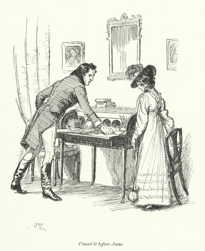 Jane Austenin kuvitus suostutteluun (litho) tekijältä Hugh Thomson