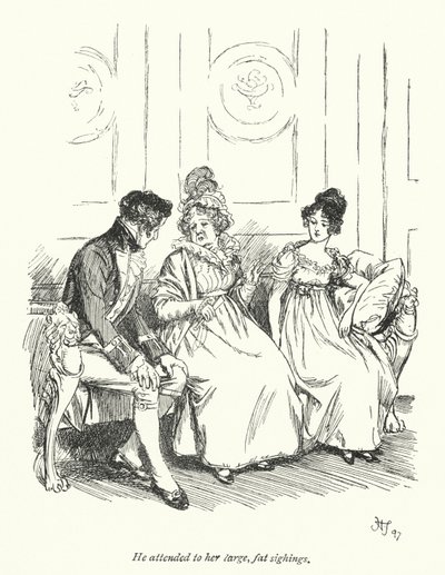 Jane Austenin kuvitus suostutteluun (litho) tekijältä Hugh Thomson