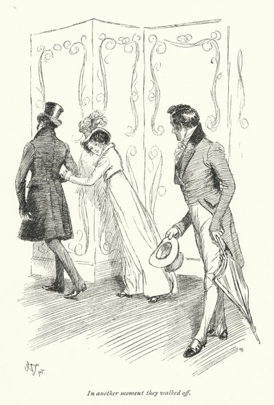 Jane Austenin kuvitus suostutteluun (litho) tekijältä Hugh Thomson