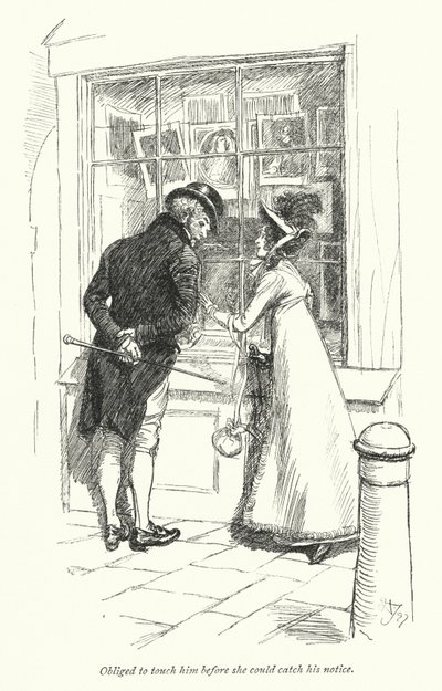Jane Austenin kuvitus suostutteluun (litho) tekijältä Hugh Thomson