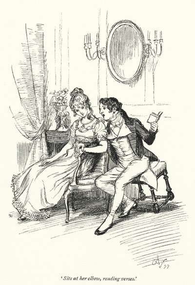 Jane Austenin kuvitus suostutteluun (litho) tekijältä Hugh Thomson