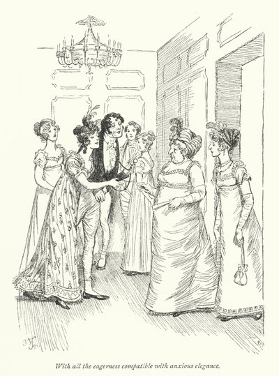 Jane Austenin kuvitus suostutteluun (litho) tekijältä Hugh Thomson