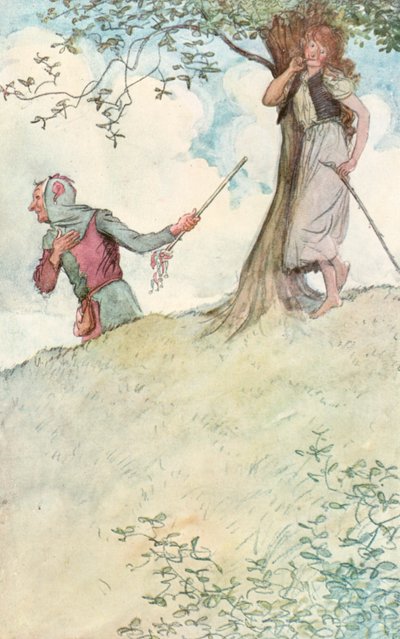 Kuvitus Shakespearen Kuten haluat (väri litho) tekijältä Hugh Thomson