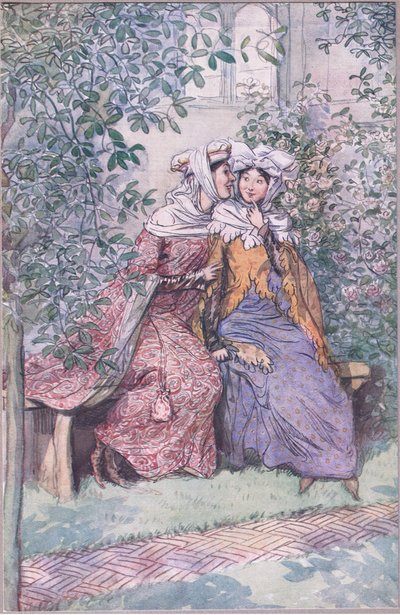 Neuvotelkaamme yhdessä tätä rasvaista ritaria vastaan, kuva Windsorin iloisista vaimoista, 1910 tekijältä Hugh Thomson