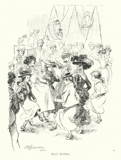 Lontoo: Bank Holiday (värillinen litografia) tekijältä Hugh Thomson
