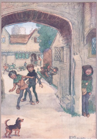 "Mestari Slenderin annetaan poikien lähteä leikkiä", kuvitus teoksesta "The Merry Wives of Windsor" tekijältä Hugh Thomson