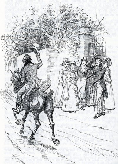 "Mr Perry passant a cheval" (kuva) tekijältä Hugh Thomson