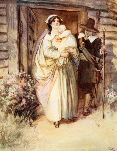 Tulipunainen kirjain (värilitografia) tekijältä Hugh Thomson