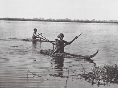 Afrikka: Afrikka: Shilluk-lautat (s/w-kuva). tekijältä Hugo Adolf Bernatzik