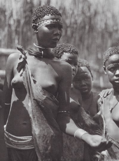 Afrikka: Afrikka: Shilluk-tytöt (s/w-kuva) tekijältä Hugo Adolf Bernatzik