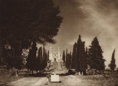 Meksiko: Cholula, Guadalupen kirkko (s/w-kuva) tekijältä Hugo Brehme