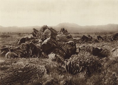 Meksiko: Pedregal, Corriente de basalto-lava lähellä San Angelia (s/w-kuva). tekijältä Hugo Brehme