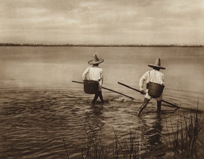 Meksiko: Kalastajia Chapala-järvellä (s/w-kuva) tekijältä Hugo Brehme