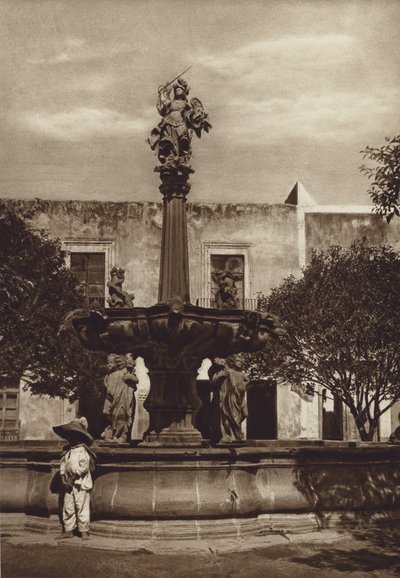 Meksiko: Puebla, Fuente de San Miguel (s/w-kuva). tekijältä Hugo Brehme