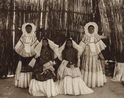 Meksiko: Tehuantepec, tyttö kansallispuvussa (s/w kuva) tekijältä Hugo Brehme