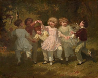 Lapset leikkivät puistossa, noin 1860 (öljy kankaalle). tekijältä Hugues Merle