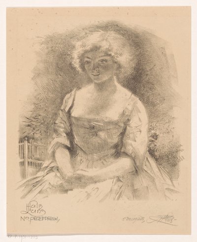 Istuva tyttö tekijältä Huib Luns (signed by artist)