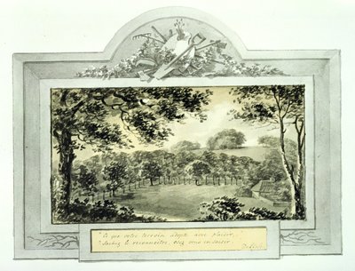 Näkymä pihapiiristä "jälkeen", Antony Housen punaisesta kirjasta, noin 1812 (muste paperilla) (ks. 170692 "ennen" näkymä). tekijältä Humphry Repton