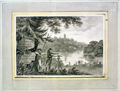 Humphrey Reptonin käyntikortti, kaiverrus Thomas Medland (fl.1808-22) tekijältä Humphry Repton