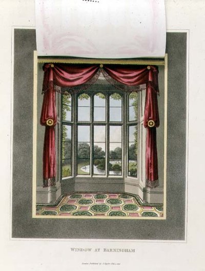 Window at Barningham (After) julkaisusta "Fragments on the Theory and Practice of Landscape Gardening", pub. 1816 (väri litho) (katso myös 103904) tekijältä Humphry Repton