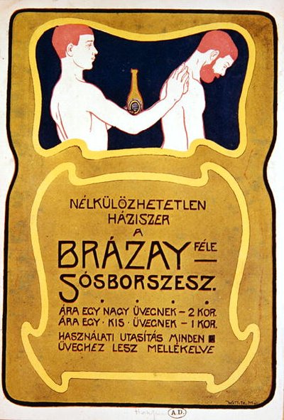 Unkarilainen mainos Eau de Toilette Brazaysta, n. 1900 (värilitho) tekijältä Hungarian School